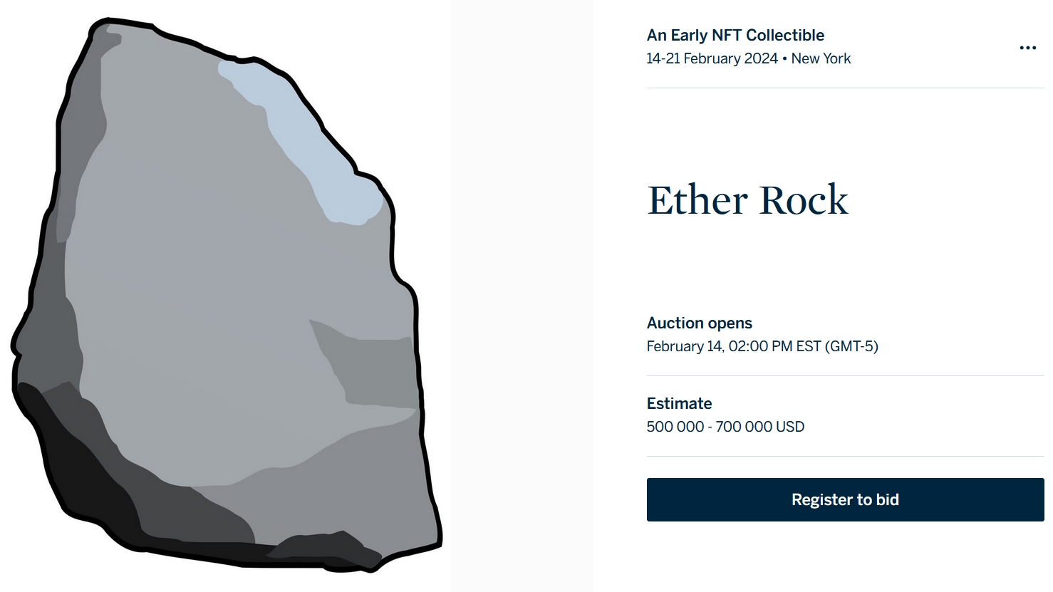 Ether Rock Ethereum, Sotheby’s