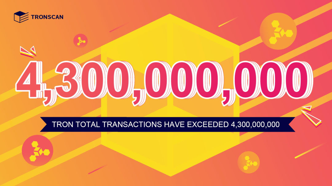 Новые данные о развитие сети TRON и количестве активных аккаунтов: общее количество транзакций в сети TRON превысило 4,3 миллиарда